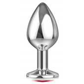 Большая серебристая анальная пробка Diamond Red Sparkle Large с красным кристаллом - 8 см. - Lola Games - купить с доставкой в Набережных Челнах