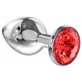Большая серебристая анальная пробка Diamond Red Sparkle Large с красным кристаллом - 8 см. - Lola Games - купить с доставкой в Набережных Челнах