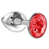 Малая серебристая анальная пробка Diamond Red Sparkle Small с красным кристаллом - 7 см. - Lola Games - купить с доставкой в Набережных Челнах