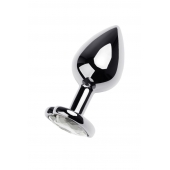 Серебристая анальная пробка с прозрачным кристаллом-сердцем - 8 см. - ToyFa - купить с доставкой в Набережных Челнах