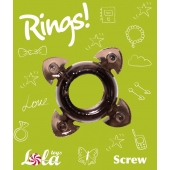 Чёрное эрекционное кольцо Rings Screw - Lola Games - в Набережных Челнах купить с доставкой
