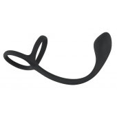 Эрекционное кольцо с утяжкой на мошонку и анальным плаг Black Velvets - Orion - в Набережных Челнах купить с доставкой