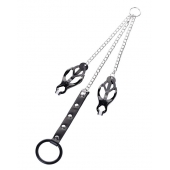 Черно-серебристые зажимы для сосков с кольцом для пениса TOYFA Metal - ToyFa - купить с доставкой в Набережных Челнах