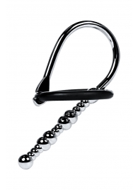 Серебристый уретральный плаг-бусины TOYFA Metal с мягким фиксириющим кольцом - ToyFa - купить с доставкой в Набережных Челнах