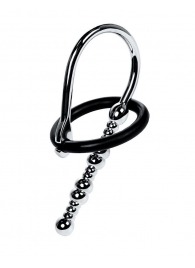 Серебристый уретральный плаг-бусины TOYFA Metal с мягким фиксириющим кольцом - ToyFa - купить с доставкой в Набережных Челнах