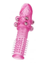 Стимулирующая розовая насадка с шишечками и шипами - 13,5 см. - Toyfa Basic - в Набережных Челнах купить с доставкой