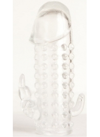 Гелевая прозрачная насадка с 2 отростками - 13 см. - Toyfa Basic - в Набережных Челнах купить с доставкой