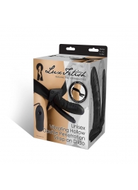 Полый страпон с двумя отростками и вибрацией Unisex Vibrating Hollow Strap-On Double Penetrating Dildo - 17,8 см. - Lux Fetish - купить с доставкой в Набережных Челнах