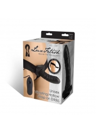 Чёрный полый страпон с вибрацией Unisex Vibrating Hollow Strap-On - 14 см. - Lux Fetish - купить с доставкой в Набережных Челнах