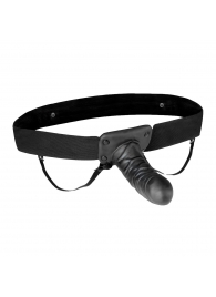 Чёрный полый страпон с вибрацией Unisex Vibrating Hollow Strap-On - 14 см. - Lux Fetish - купить с доставкой в Набережных Челнах