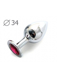 Коническая серебристая анальная втулка с малиновым кристаллом - 8,2 см. - Anal Jewelry Plug - купить с доставкой в Набережных Челнах