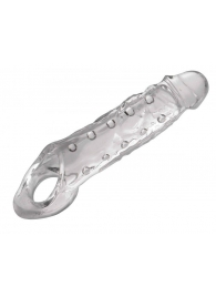 Прозразная закрытая насадка на пенис с поддержкой мошонки Clearly Ample Penis Enhancer - 22 см. - XR Brands - в Набережных Челнах купить с доставкой