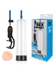 Прозрачная вакуумная помпа Sex Expert с насадкой-вагиной - Sex Expert - в Набережных Челнах купить с доставкой