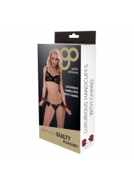 Красно-чёрные наручники на металлической цепочке - Blush Novelties - купить с доставкой в Набережных Челнах