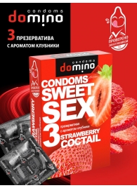 Презервативы для орального секса DOMINO Sweet Sex с ароматом клубничного коктейля  - 3 шт. - Domino - купить с доставкой в Набережных Челнах