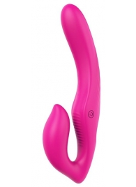 Ярко-розовый безремневой страпон REMOTE DOUBLE DIPPER - 22 см. - Dream Toys - купить с доставкой в Набережных Челнах