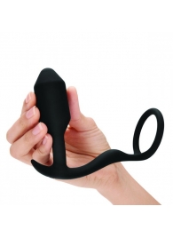 Черное эрекционное кольцо с анальным плагом Snug   Tug - b-Vibe - в Набережных Челнах купить с доставкой