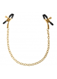 Чёрные с золотом зажимы на соски Gold Chain Nipple Clamps - Pipedream - купить с доставкой в Набережных Челнах