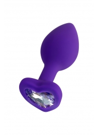 Фиолетовая анальная втулка Diamond Heart с прозрачным кристаллом - 7 см. - ToyFa - купить с доставкой в Набережных Челнах
