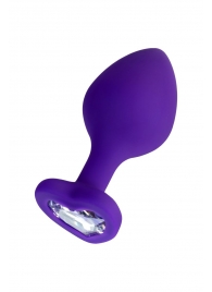 Фиолетовая анальная втулка Diamond Heart с прозрачным кристаллом - 8 см. - ToyFa - купить с доставкой в Набережных Челнах