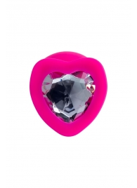 Розовая анальная втулка Diamond Heart с прозрачным кристаллом - 9,5 см. - ToyFa - купить с доставкой в Набережных Челнах