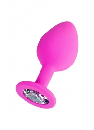 Розовая анальная втулка Brilliant с прозрачным кристаллом - 8 см. - ToyFa - купить с доставкой в Набережных Челнах