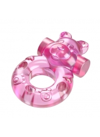 Розовое эрекционное виброкольцо на пенис Pink Bear - Baile - в Набережных Челнах купить с доставкой