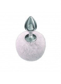 Серебристая анальная пробка с белым пушистым хвостиком Twinkle - Lola Games - купить с доставкой в Набережных Челнах