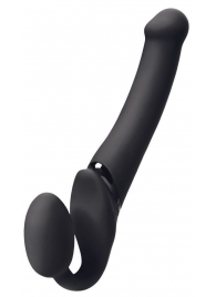 Черный безремневой вибрострапон Silicone Bendable Strap-On M - Strap-on-me - купить с доставкой в Набережных Челнах