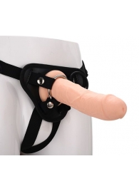 Черные трусики с телесной насадкой STRAP ON REAL DILDO - 21 см. - Dream Toys - купить с доставкой в Набережных Челнах