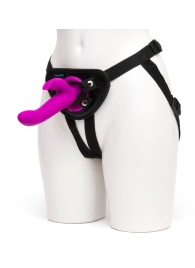 Лиловый страпон Rechargeable Vibrating Strap-On Harness Set - 17,6 см. - Happy Rabbit - купить с доставкой в Набережных Челнах