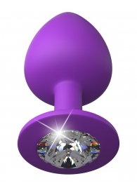Фиолетовая анальная пробка со стразом Her Little Gem Large Plug - 9,5 см. - Pipedream - купить с доставкой в Набережных Челнах