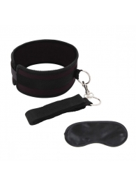 Черный ошейник с длинным поводком Collar and Leash Set - Lux Fetish - купить с доставкой в Набережных Челнах