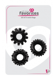 Набор из 3 черных эрекционных колец SET OF 3 COCKRINGS - Dream Toys - в Набережных Челнах купить с доставкой