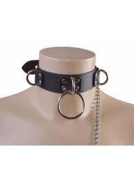 Черный кожаный ошейник Big Ring - Sitabella - купить с доставкой в Набережных Челнах