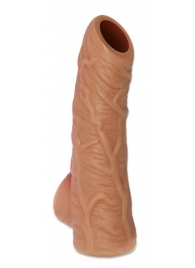 Телесная открытая насадка-реалистик с подхватом мошонки Nude Sleeve L - 14 см. - KOKOS - в Набережных Челнах купить с доставкой