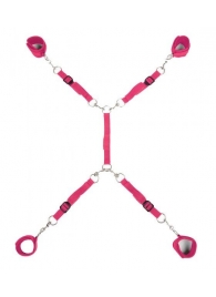 Ярко-розовый набор фиксаций на кровати Classic Bed Spreader - Lux Fetish - купить с доставкой в Набережных Челнах