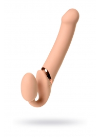 Телесный безремневой вибрострапон Vibrating Bendable Strap-On L - Strap-on-me - купить с доставкой в Набережных Челнах