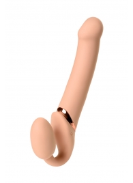 Телесный безремневой вибрострапон Vibrating Bendable Strap-On L - Strap-on-me - купить с доставкой в Набережных Челнах