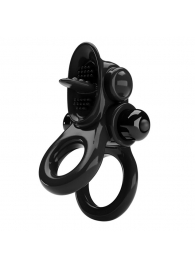 Черное эрекционное кольцо с подхватом мошонки и стимулятором клитора Passionate Ring - Baile - в Набережных Челнах купить с доставкой