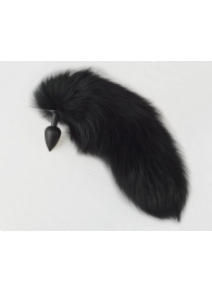 Черная анальная пробка с хвостом из черного песца - Sitabella