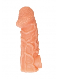 Телесная закрытая насадка с венками Cock Sleeve Size L - 17,6 см. - KOKOS - в Набережных Челнах купить с доставкой