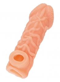 Телесная закрытая насадка с венками Cock Sleeve Size L - 17,6 см. - KOKOS - в Набережных Челнах купить с доставкой