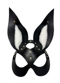 Черная маска зайки с белым мехом на ушках Miss Bunny - БДСМ Арсенал - купить с доставкой в Набережных Челнах
