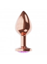 Пробка цвета розового золота с фиолетовым кристаллом Diamond Amethyst Shine S - 7,2 см. - Lola Games - купить с доставкой в Набережных Челнах