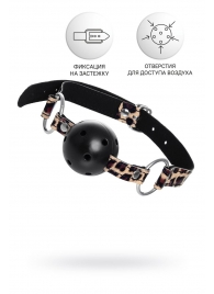 Черный кляп-шар на леопардовых ремешках Anonymo - ToyFa - купить с доставкой в Набережных Челнах