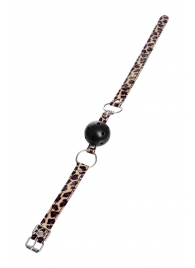 Черный кляп-шар на леопардовых ремешках Anonymo - ToyFa - купить с доставкой в Набережных Челнах