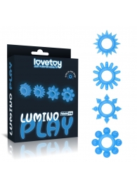 Набор из 4 голубых, светящихся в темноте эрекционных колец Lumino Play - Lovetoy - в Набережных Челнах купить с доставкой