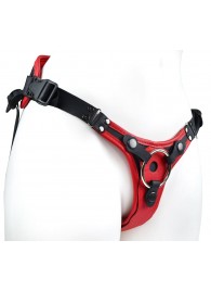 Красно-черный женский пояс с 2 способами крепления насадок и вагинальной пробкой - LOVETOY (А-Полимер) - купить с доставкой в Набережных Челнах