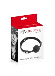 Черный силиконовый кляп-шарик на ремешках - Fetish Tentation - купить с доставкой в Набережных Челнах
